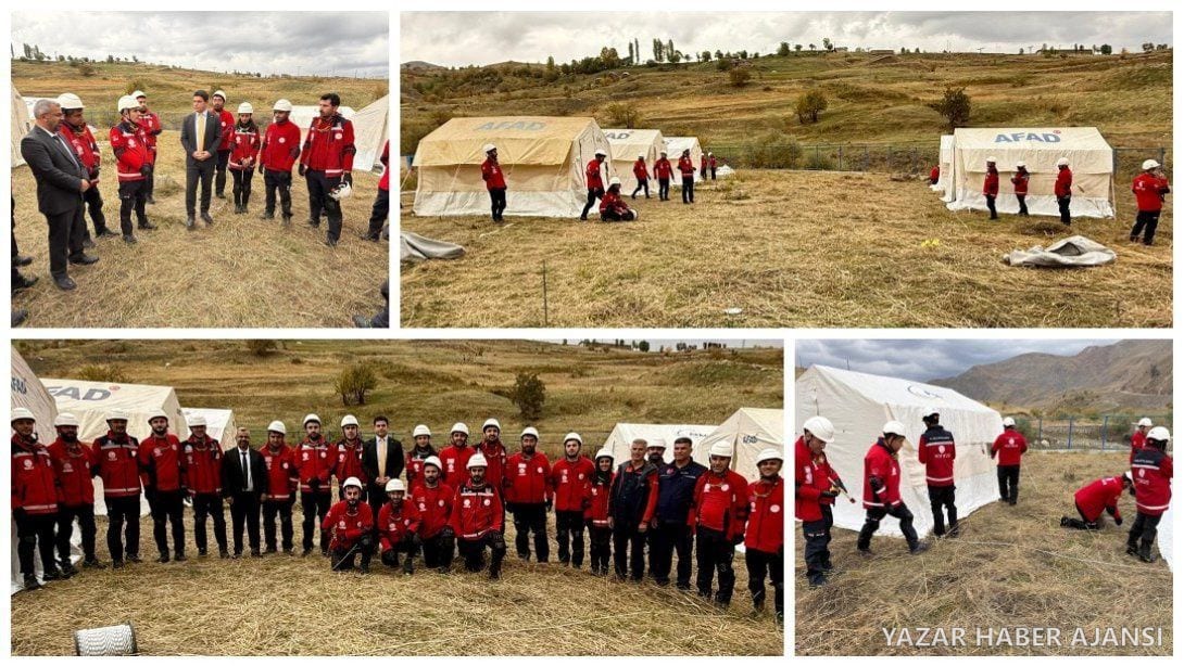 Hakkâri MEB AKUB ekibi, AFAD Otluca Eğitim Yerleşkesi'ndeki eğitimde acil barınma çadırları kurdu (Fotoğraf: Hakkâri İl Millî Eğitim Müdürlüğü)