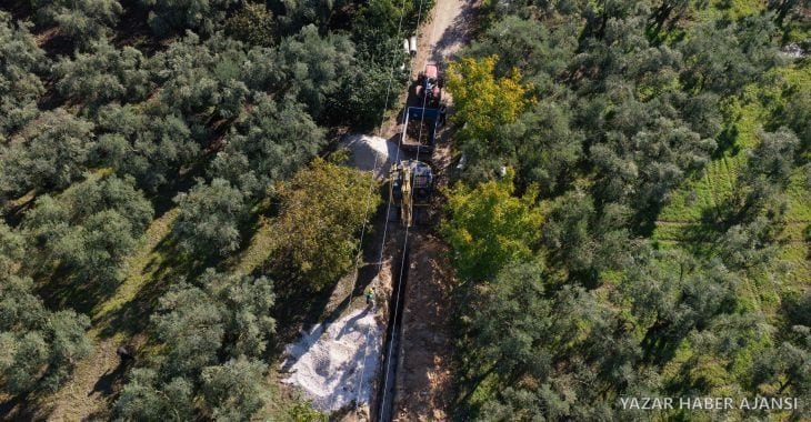 Orhangazi Sölöz Mahallesi'ndeki kanalizasyon hattı çalışması (Fotoğraf: Bursa Büyükşehir Belediyesi)