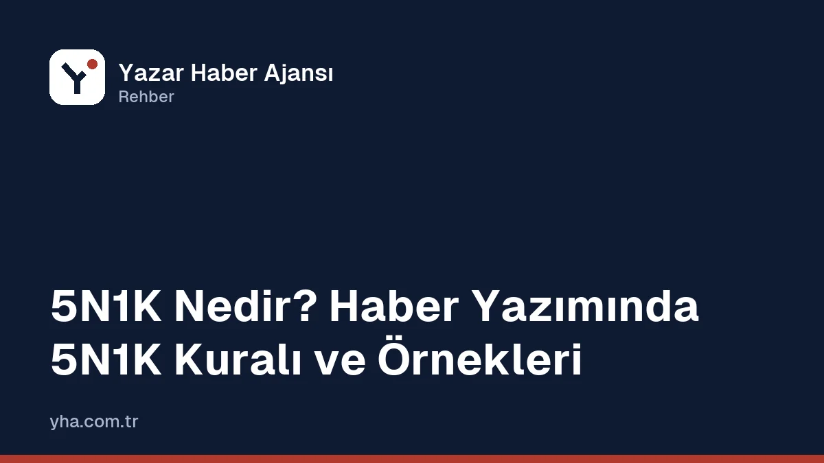 5N1K sorularını gösteren haber yazım şeması: ne, nerede, ne zaman, nasıl, neden, kim